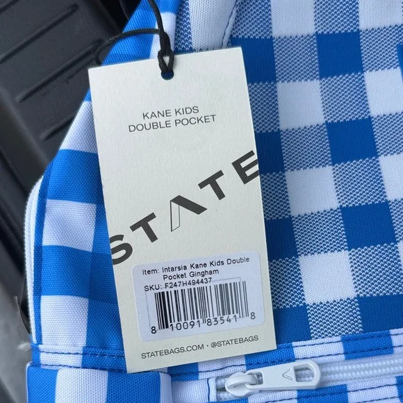 STATE Kids Blue and White Checkered Backpack